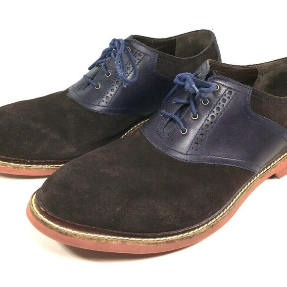 Cole Haan Brown Suede Blue Leather Oxford Shoes main image 12